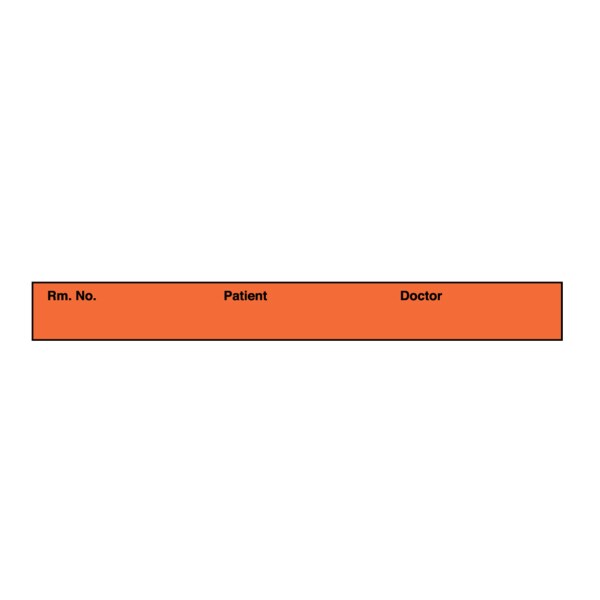 Printed Chart Tape - Rm No Patient Doctor 1/2 Orange w/Black, PK6